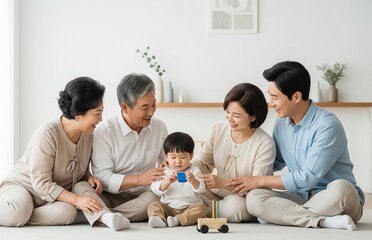 한복과 추석 설날 한가위 명절 배경 이미지