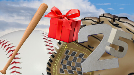 Perfect birthday card for baseball lovers' celebration, age is   25