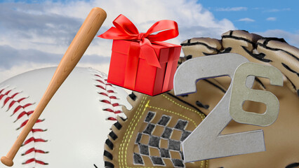 Perfect birthday card for baseball lovers' celebration, age is   26