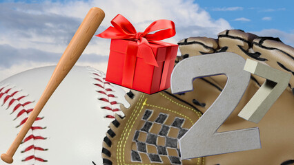Perfect birthday card for baseball lovers' celebration, age is   27