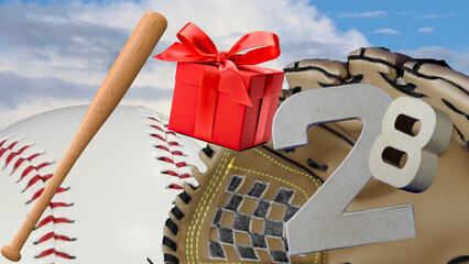 Perfect birthday card for baseball lovers' celebration, age is   28