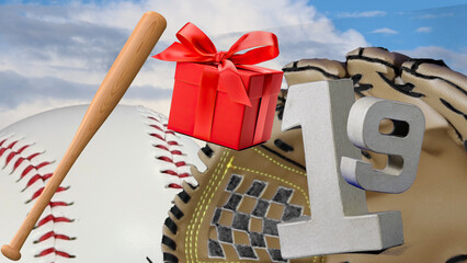 Perfect birthday card for baseball lovers' celebration, age is   19