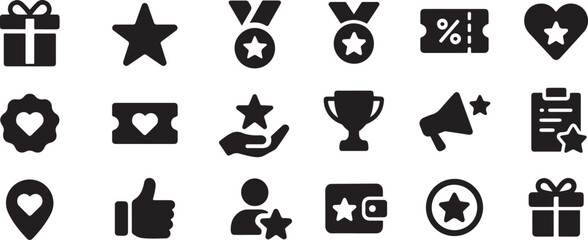 Gift star medal ticket trophy hand wallet thumbs up vector