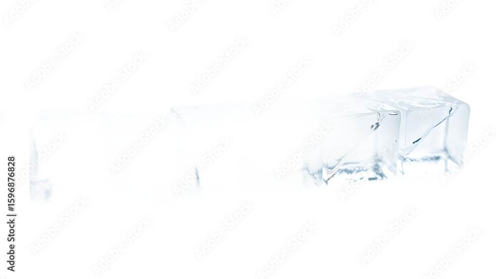 Poster clear ice cubes in row element set on transparent background isolated on white background