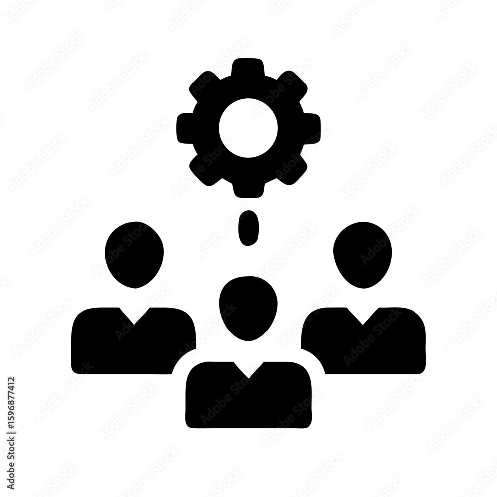 Poster teamwork collaboration settings management icon for business process and project development strateg