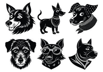 Set of Dogs Vector Silhouette Illustration

