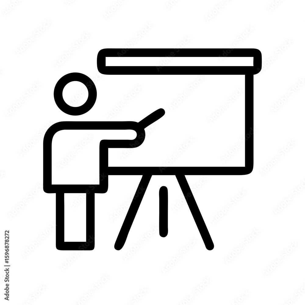 Poster Presentation icon vector image of a person presenting on a whiteboard for business training class