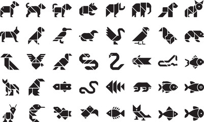 Obraz premium Geometric animal icons vector