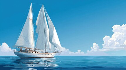 Fototapeta premium Sailing vessel on tranquil sea