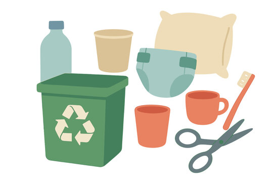 Vector illustration design of a red bin for non-recyclable trash