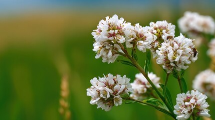 Close-up of clustered white flowers with hints of pink.