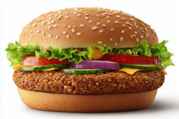 Juicy veggie burger patty resting on a white background ready for delicious toppings and a healthy meal