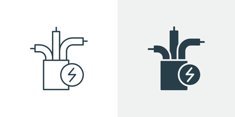 Electrical Cables Wiring Vector Icon | Power Line, Wire Connection System | Electricity, current, circuit, network, energy illustration