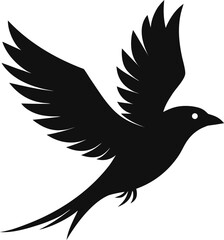 Fototapeta premium Profile Silhouette Black Silhouette Of A Sparrow Flying