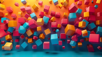Copy space floating colorful cubes