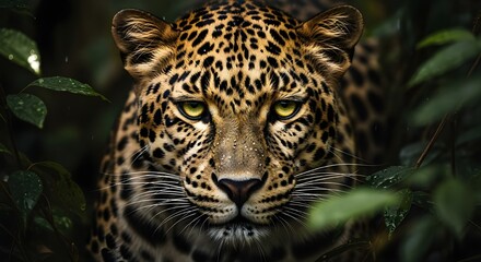 Close-Up Portrait of a Leopard in Rainforest Shadows