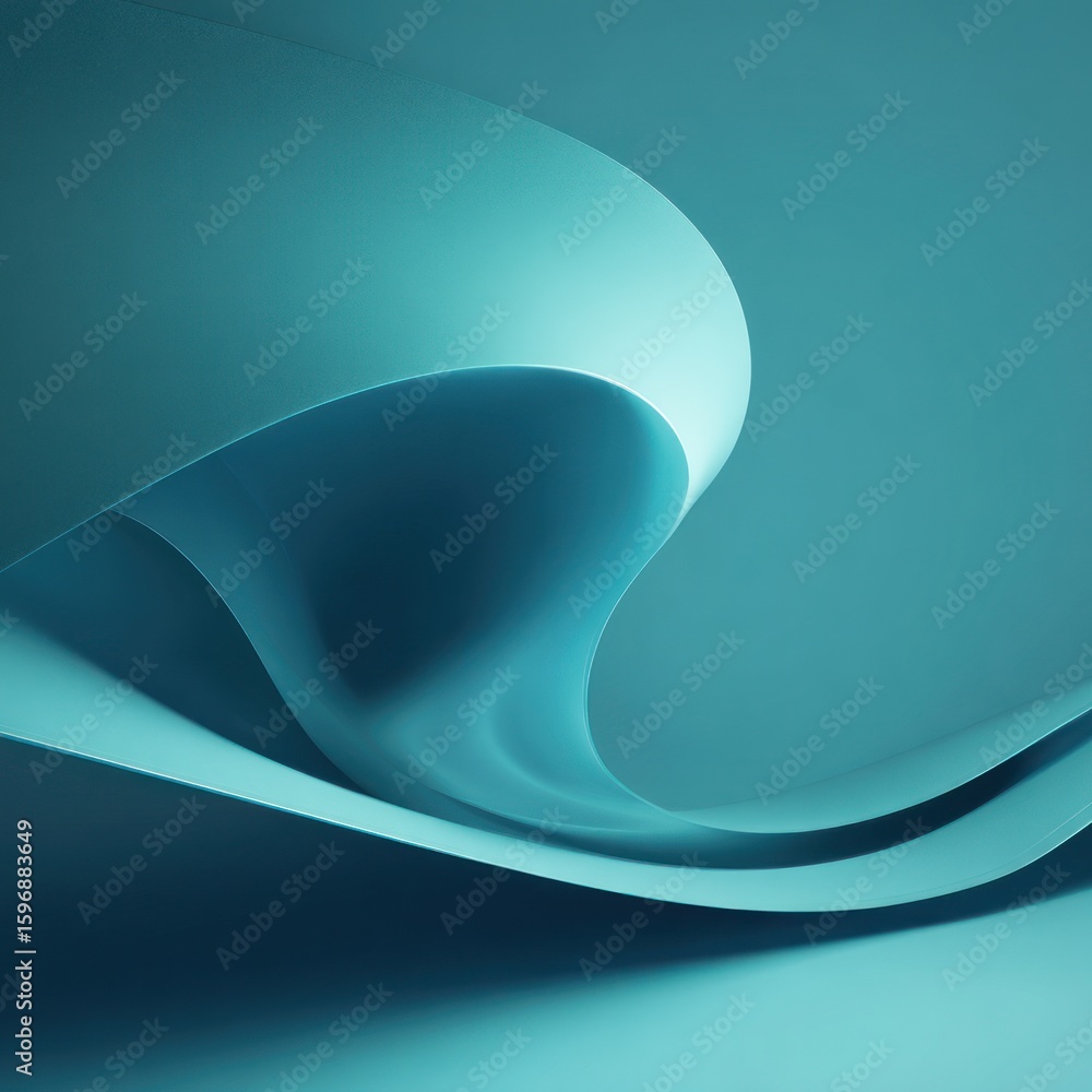 Poster teal abstract forms create a dynamic design.