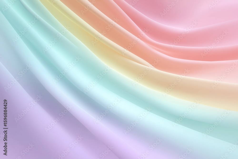 Poster pastel rainbow waves: soft gradient fabric background with smooth texture