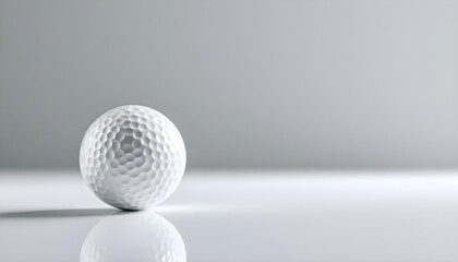 white golf ball on glossy surface with clean reflection
