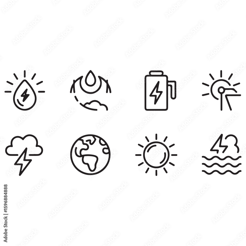 Poster a vector icon set illustrating various weather symbols for web and business design