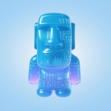 Futuristic Moai circuit animation isolated asset, transparent 4K video, alpha channel, ProRes 4444