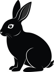Obraz premium Side View Black Silhouette Of A Rabbit Sitting On