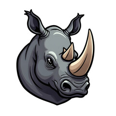 Obraz premium Cartoon Rhino Head on White Background, Bold and Simple Design