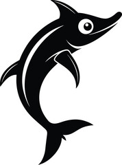 Obraz premium Simple Form Black Silhouette Of A Anchovy Jumping