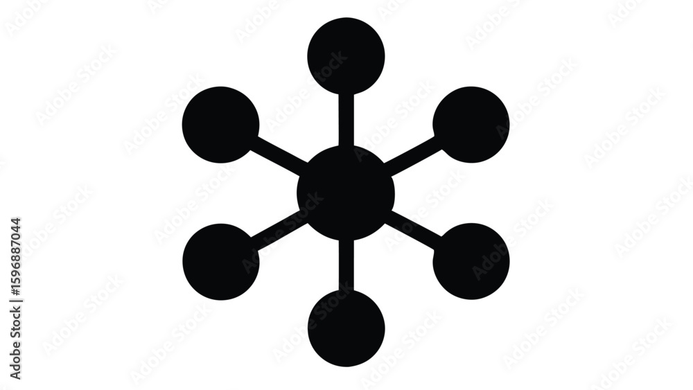 Poster abstract molecular structure with vibrant color accents and clean lines