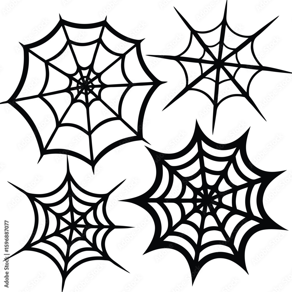 Poster intricate spider web design with geometric elements and vibrant colors