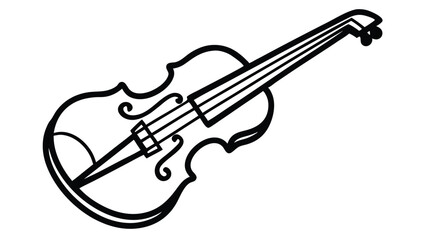 Obraz premium Elegant line art illustration of a classical violin with musical notes