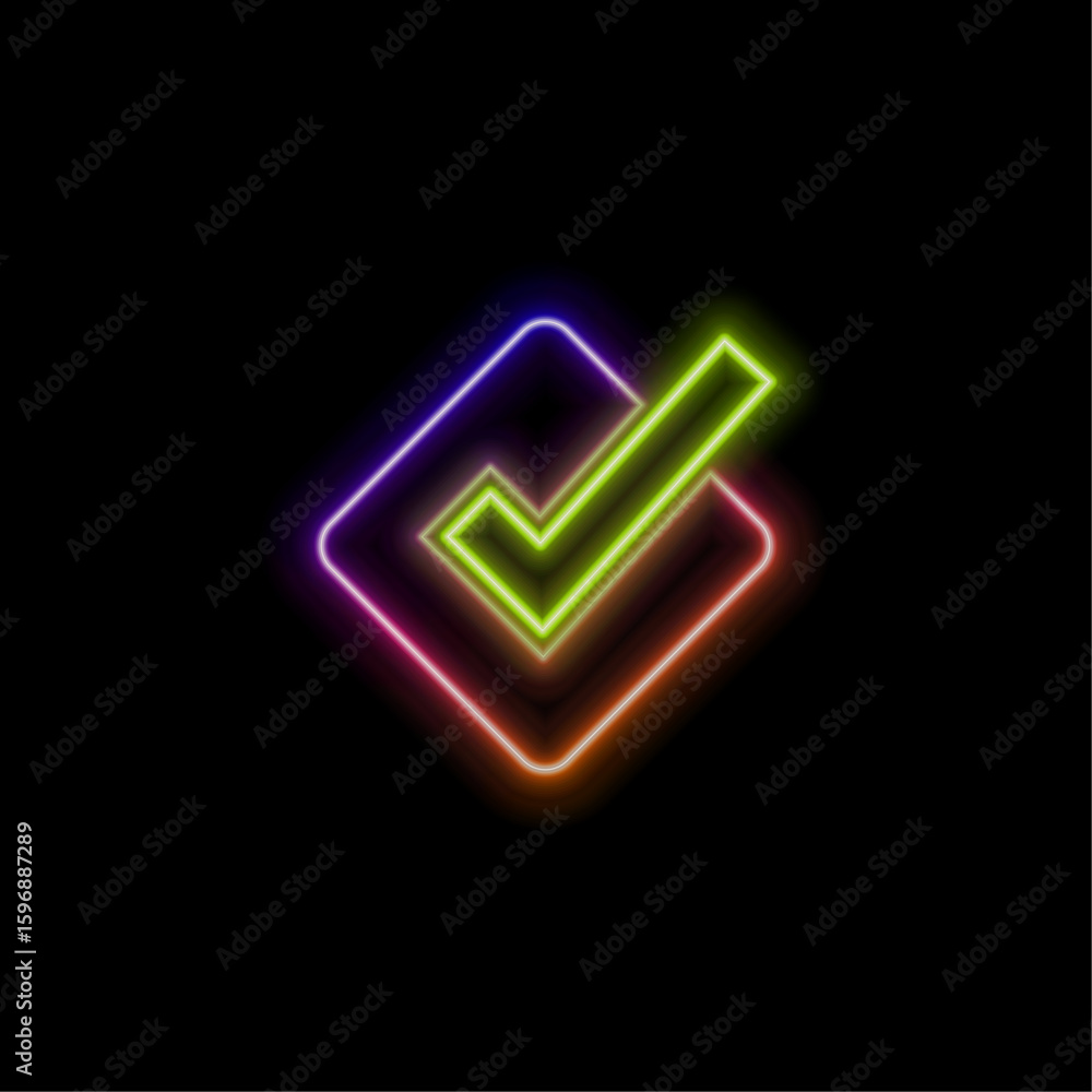 Fototapete Check mark Correct square sign Checked outline symbol Right choice Vote Select selection Yes Statement Confirm