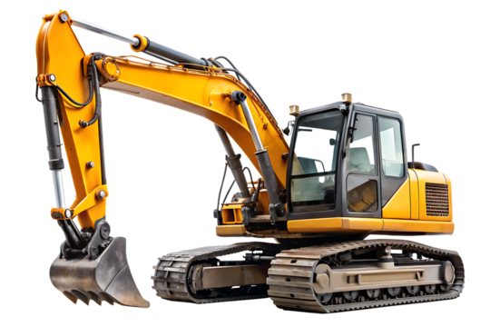 excavator isolated on white background, png, ai generated.