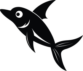 Obraz premium Stylized Black Silhouette Of A Anchovy Flying On White