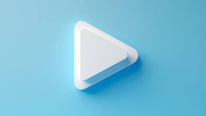 Minimalist white triangle play button on a blue background