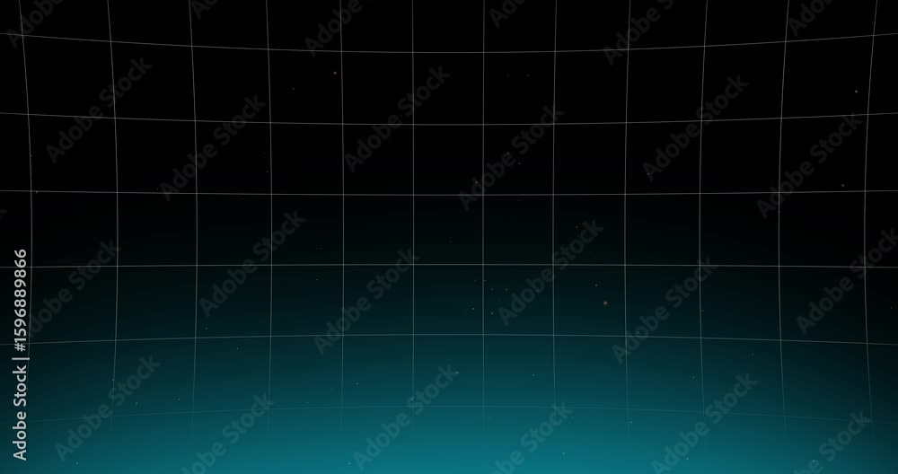 Aufkleber video of a grid moving vertically on a black background with a light blue glow at the bottom and par
