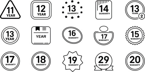Collection of hand drawn numbers and age markers for different years
