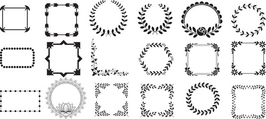 Decorative borders and frames collection floral leaves