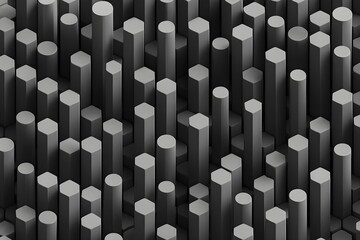 Close up of a dense forest of hexagonal prism structures