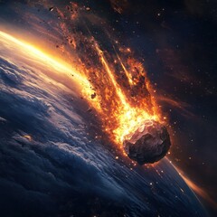 Fiery Meteoroid Impacts Earth's Atmosphere at Sunset