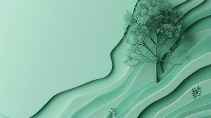 green ecology background minimalist design with tree