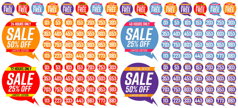 Set Sale banners design template, vector discount labels 120+ for your store