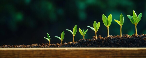 Seedling Growth Stages Green Shoots Emerge from Soil ,growth, plants