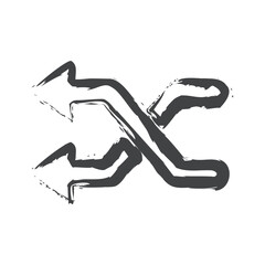 Here's a concise description:

Running man and woman silhouette vector illustration with Japanese calligraphy