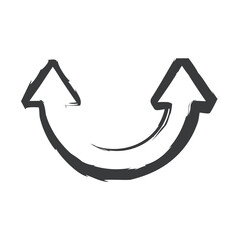 White vector 3D arrow icon, a circular direction symbol for web design