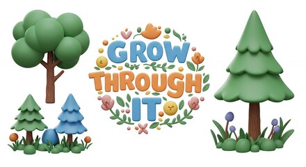 Naklejka premium Motivational graphic design with trees and text