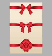 red silk bows and ribbons for decoration and design as ornament vector