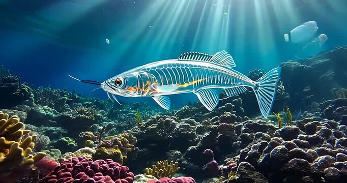 Translucent fish coral reef