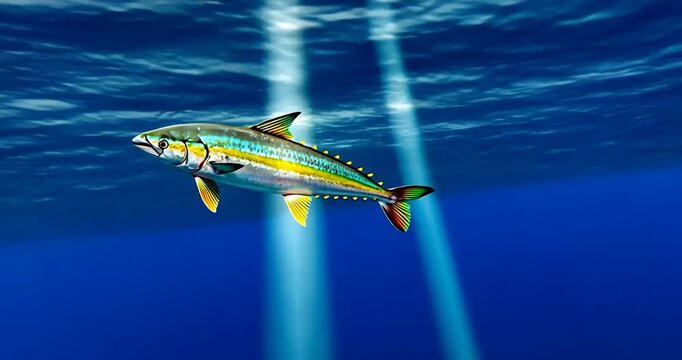 Tuna fish underwater light