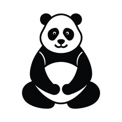 Cute sitting panda bear cartoon illustration